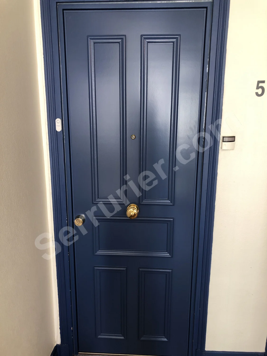 Porte blindée Picard Diamant 20 mouluré 5 panneaux sur mesure Paris 14